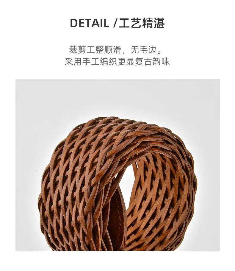 Women's Red Woven Belt with Gold Moon Buckle — feature 7