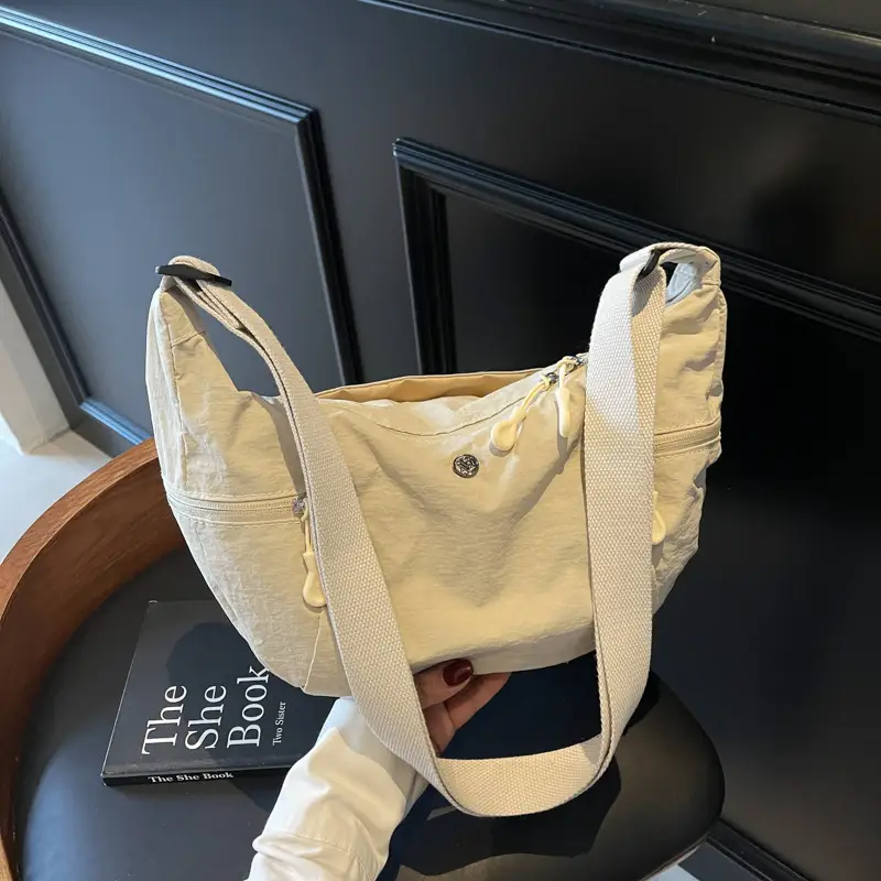 Women Cream Japanese Style Shoulder Bag Lightweight Luggage - Image 5