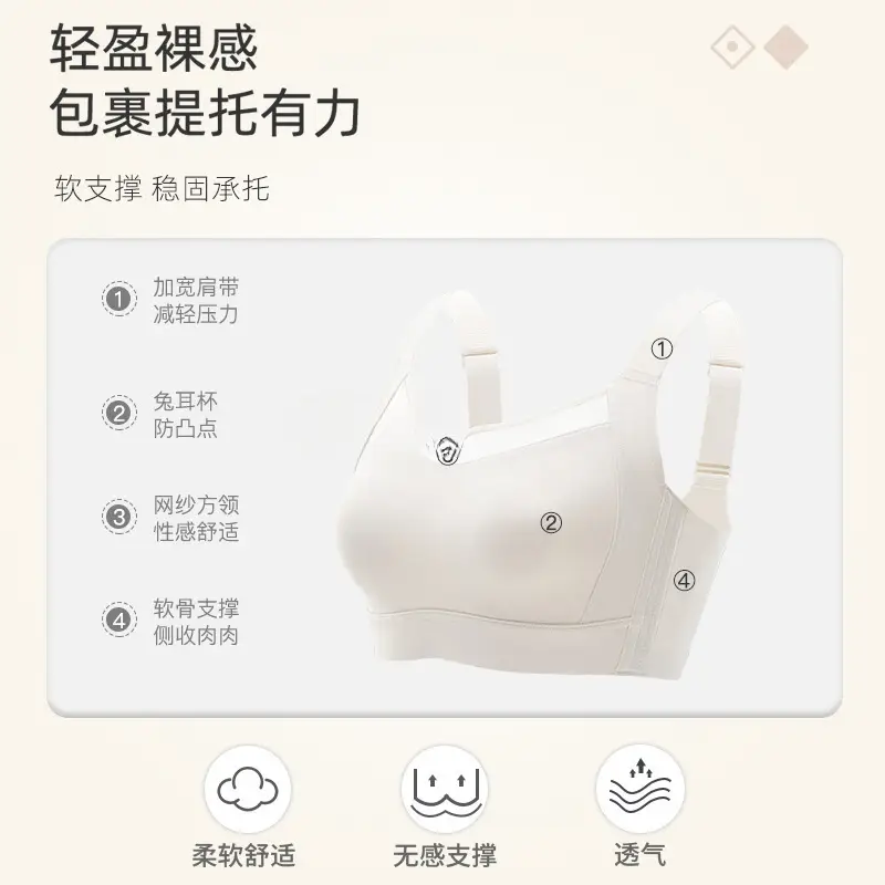 Traceless Underwear Women's Thin Large Chest Small Breast Anti-sagging Summer Ultra-thin White Strapless Full Cup Bra