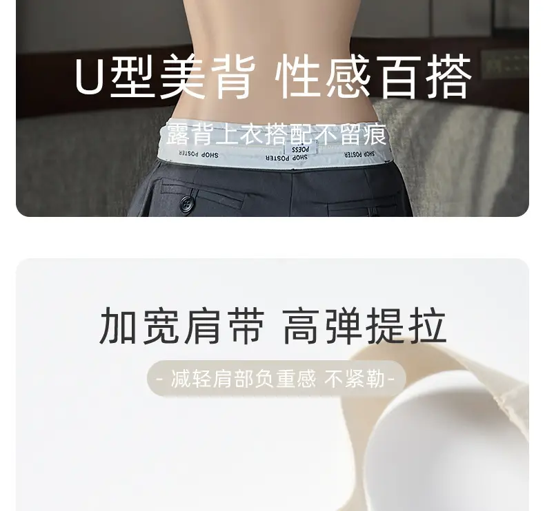 Traceless Underwear Women's Thin Large Chest Small Breast Anti-sagging Summer Ultra-thin White Strapless Full Cup Bra — feature 11