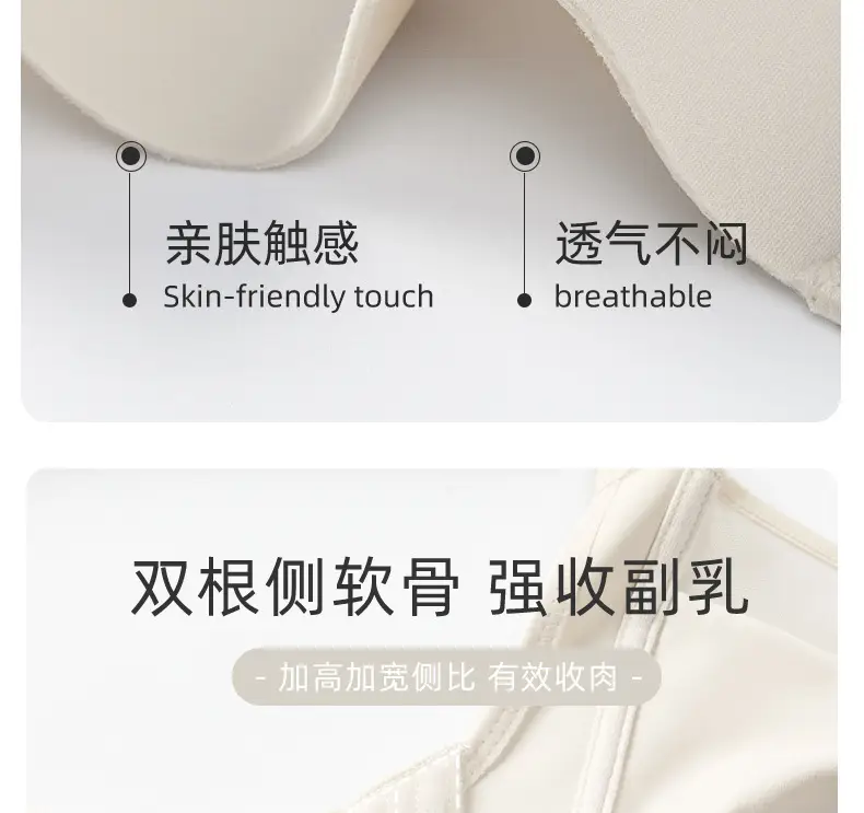 Traceless Underwear Women's Thin Large Chest Small Breast Anti-sagging Summer Ultra-thin White Strapless Full Cup Bra — feature 7