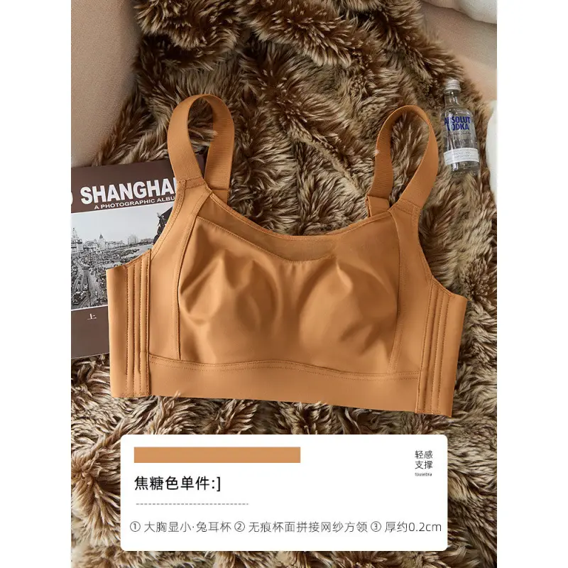 Traceless Underwear Women's Thin Large Chest Small Breast Anti-sagging Summer Ultra-thin White Strapless Full Cup Bra