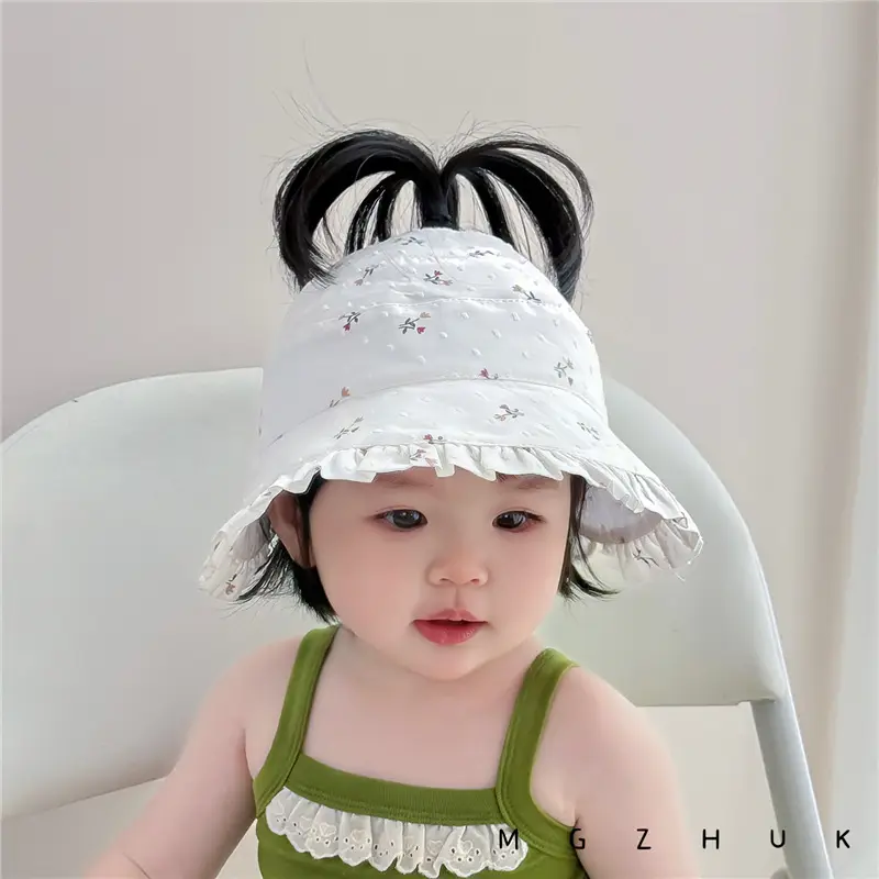 Baby Sun Hat Anti-UV Large Brim Ponytail Cap - Image 12