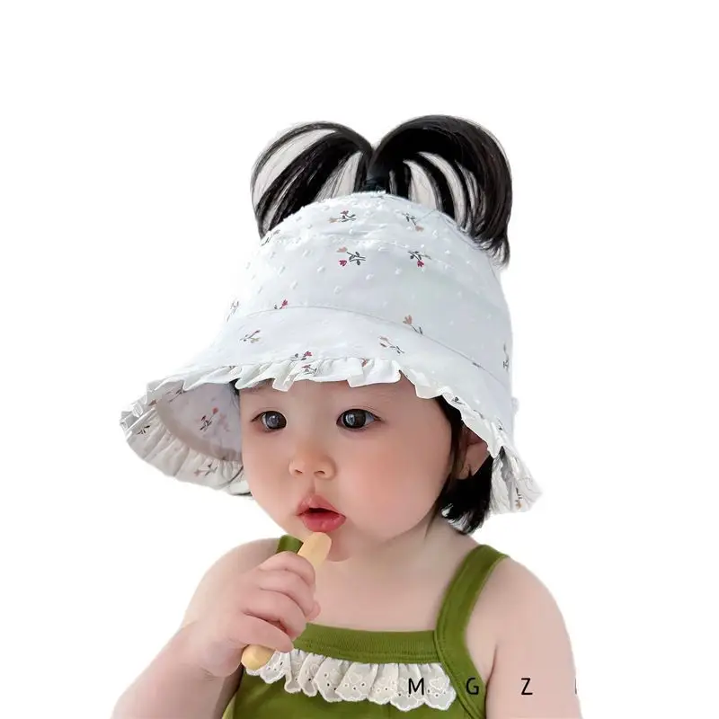 Baby Sun Hat Anti-UV Large Brim Ponytail Cap - Image 13
