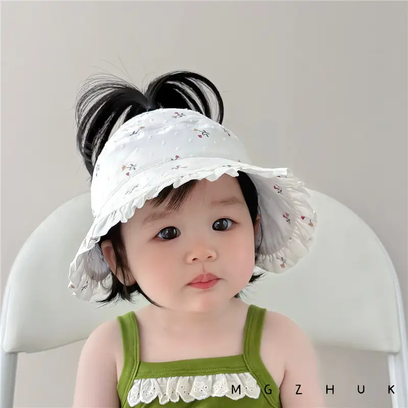 Baby Sun Hat Anti-UV Large Brim Ponytail Cap — feature 4