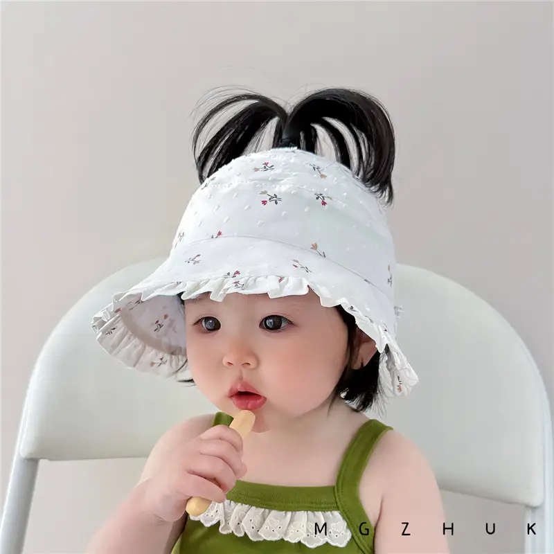 Baby Sun Hat Anti-UV Large Brim Ponytail Cap — feature 5