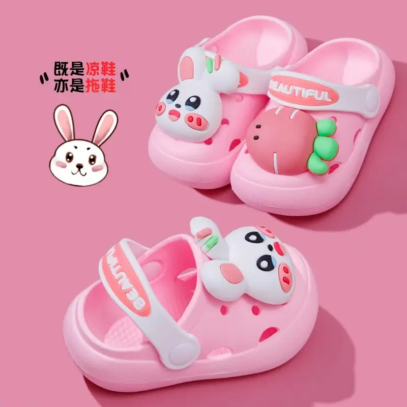 Jing Qi Strawberry Cat Pink Sandals for Girls Boys