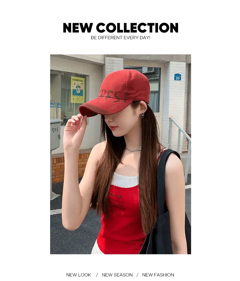 American-style Retro Letter Gray Baseball Cap Women's Wide Brim Big Face Small Cap All-match Big Head Hat — feature 6