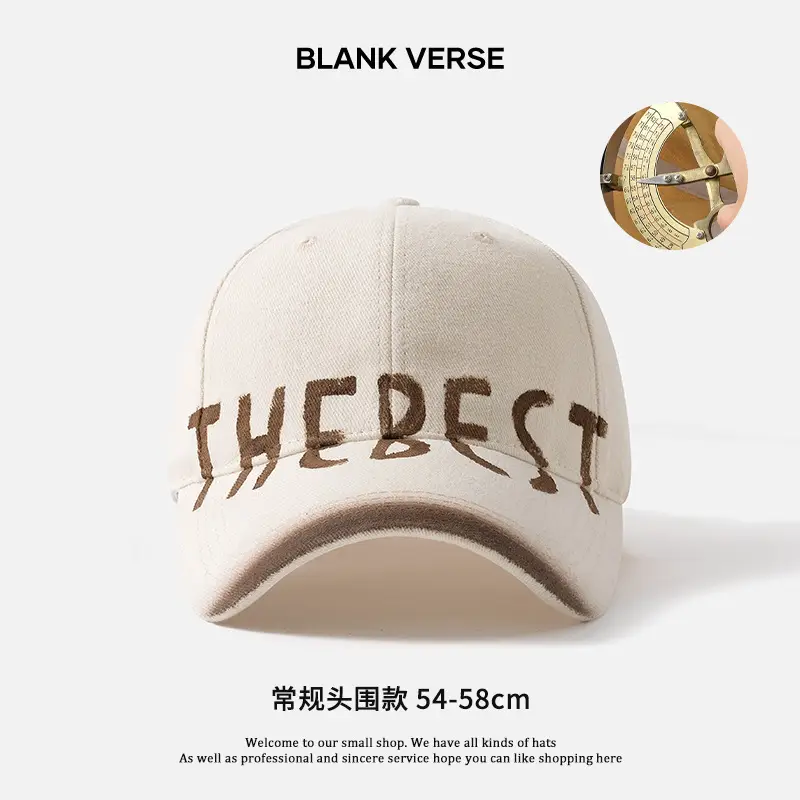 American-style Retro Letter Gray Baseball Cap Women's Wide Brim Big Face Small Cap All-match Big Head Hat - Image 3