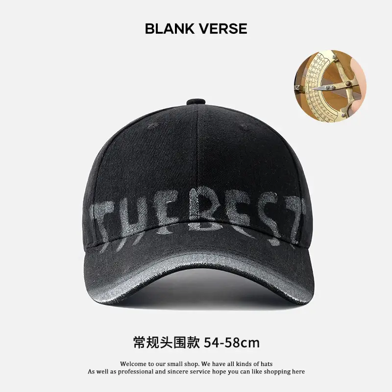 American-style Retro Letter Gray Baseball Cap Women's Wide Brim Big Face Small Cap All-match Big Head Hat - Image 8