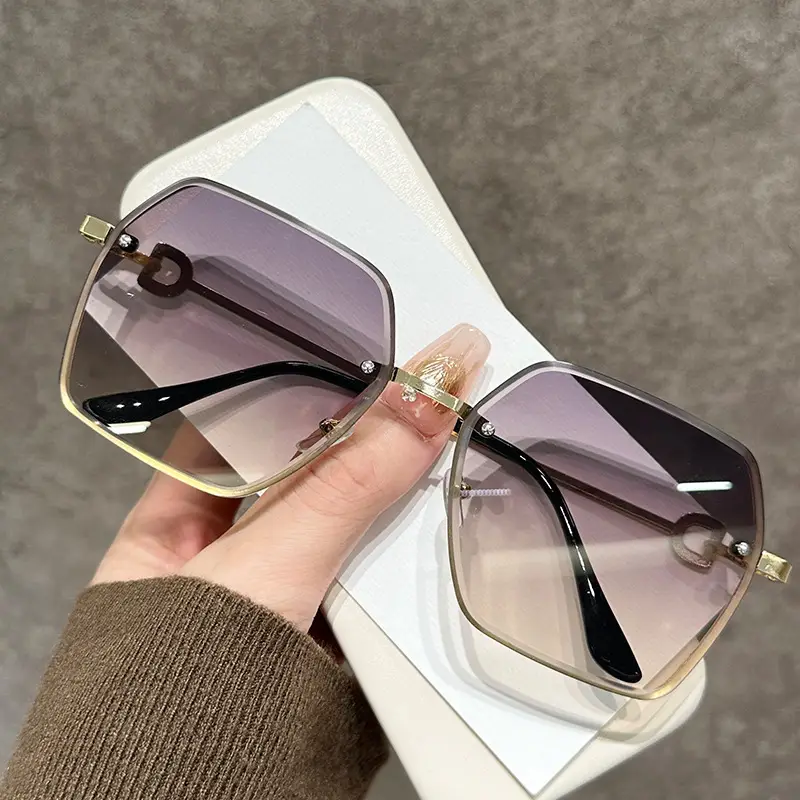 Women Cut Edge Sunglasses UV Protection Frameless Design - Image 2