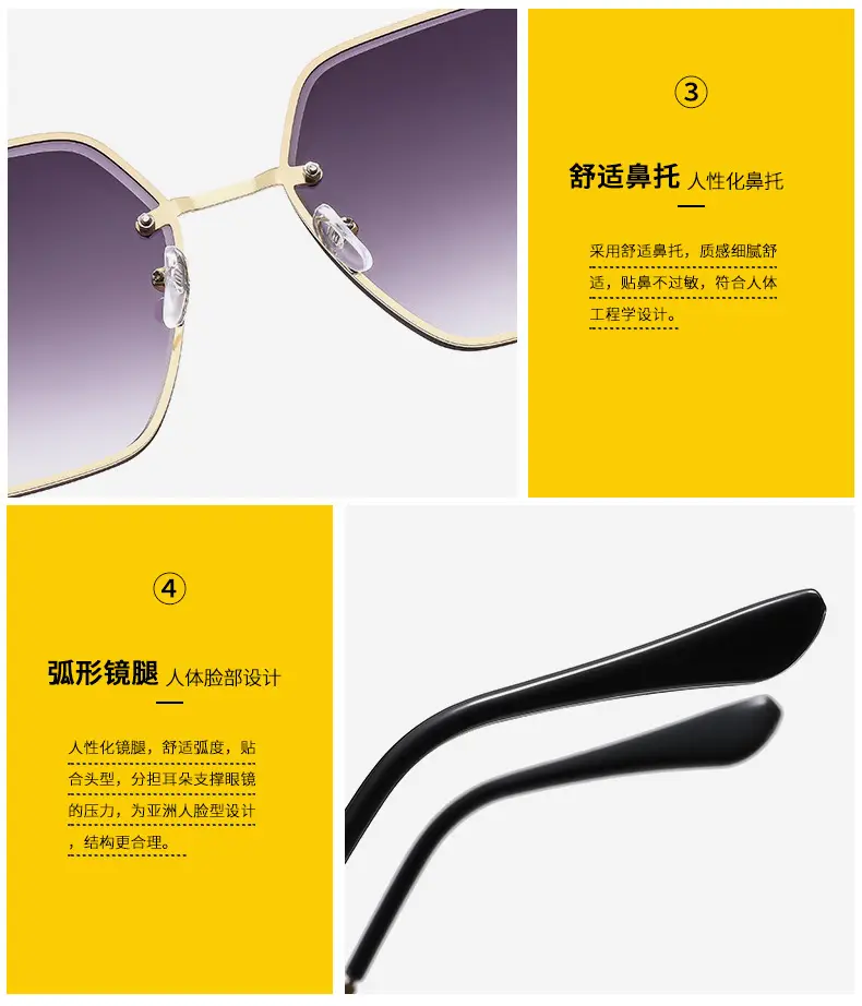 Women Cut Edge Sunglasses UV Protection Frameless Design — feature 14