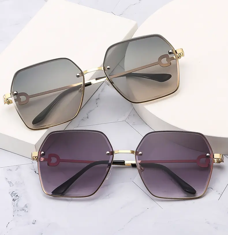Women Cut Edge Sunglasses UV Protection Frameless Design — feature 3