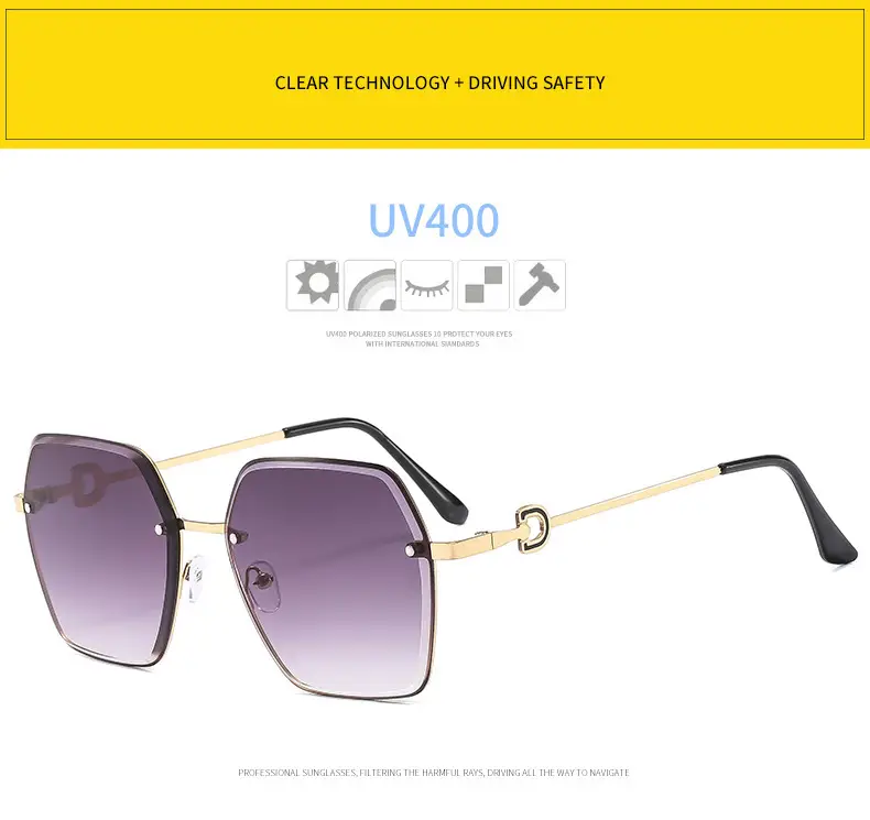 Women Cut Edge Sunglasses UV Protection Frameless Design — feature 5