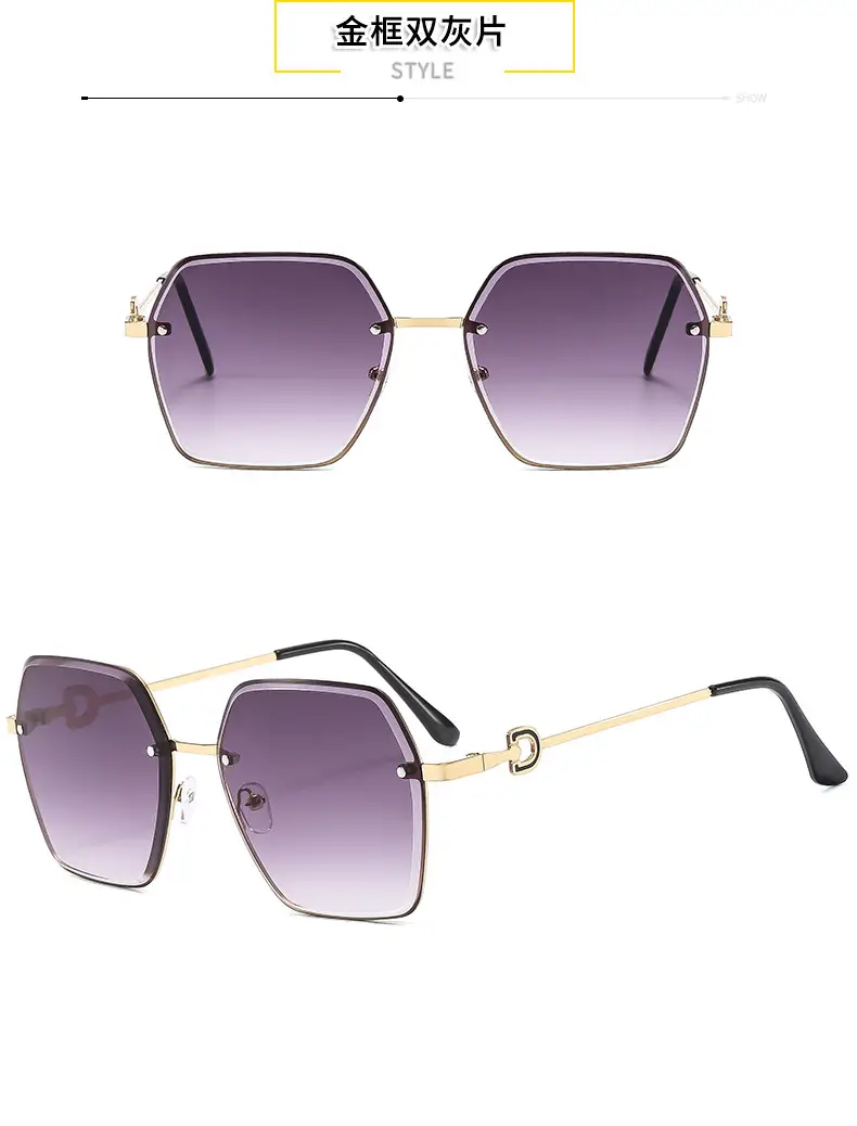 Women Cut Edge Sunglasses UV Protection Frameless Design — feature 9