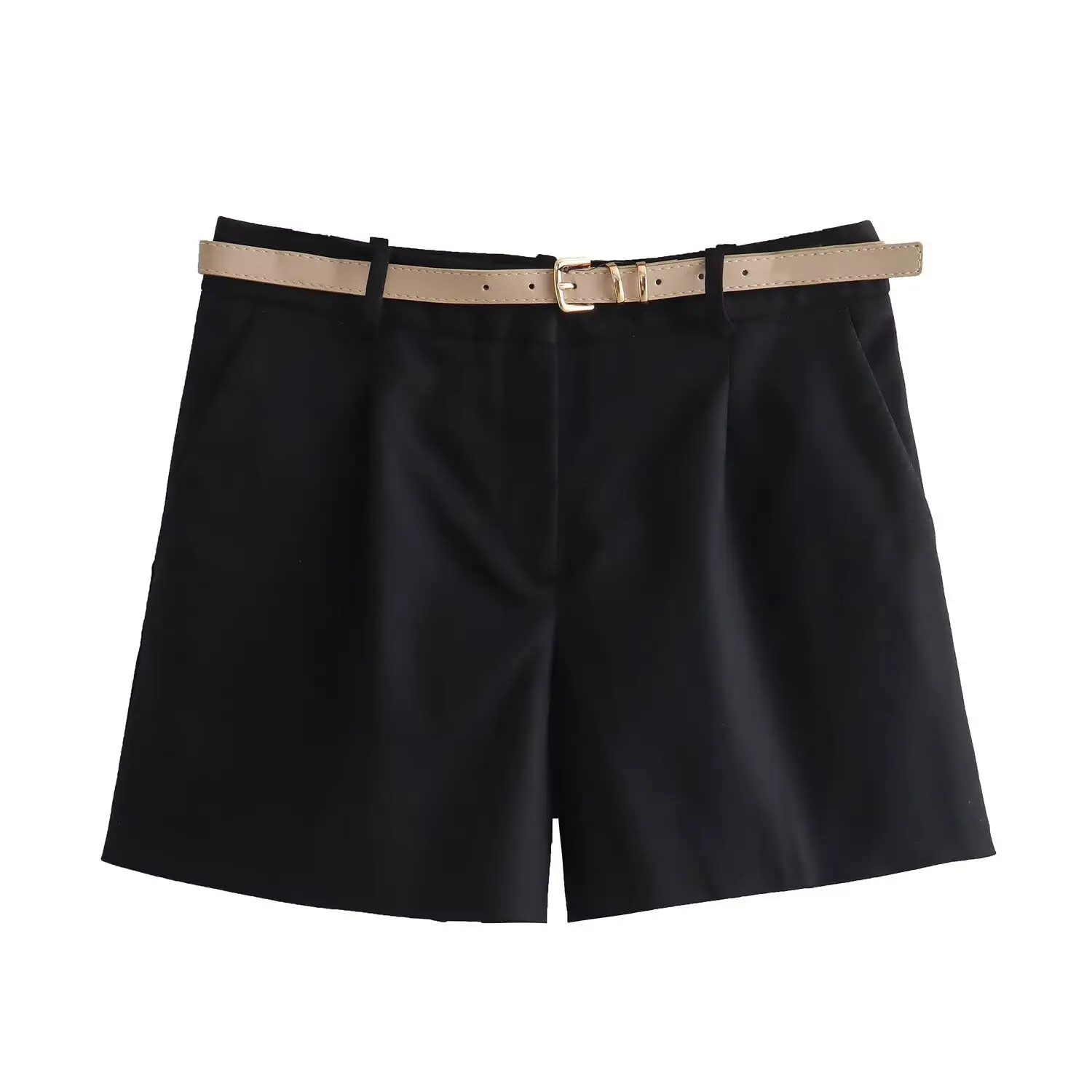 Women's Beige Belted Shorts 2025 Summer Casual — feature 12