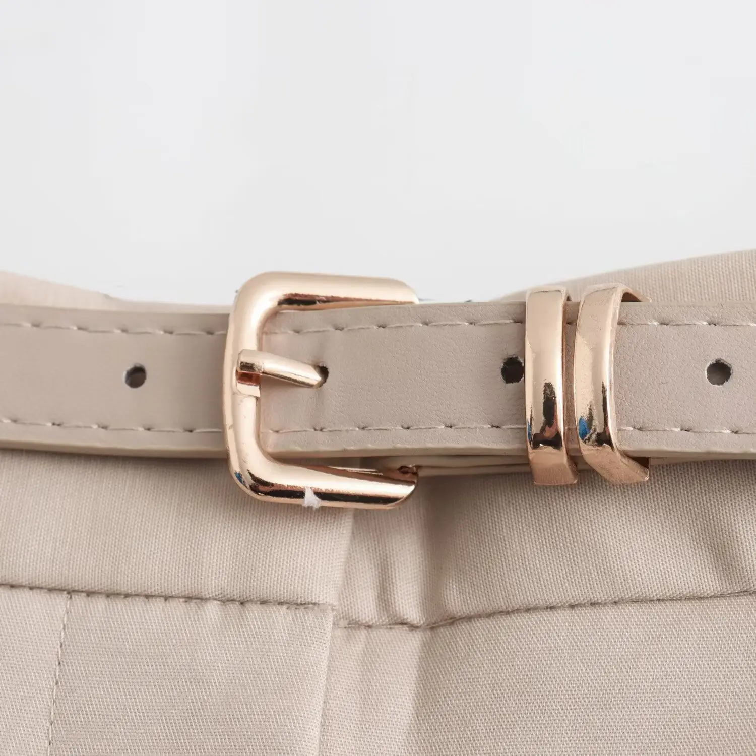 Women's Beige Belted Shorts 2025 Summer Casual — feature 14