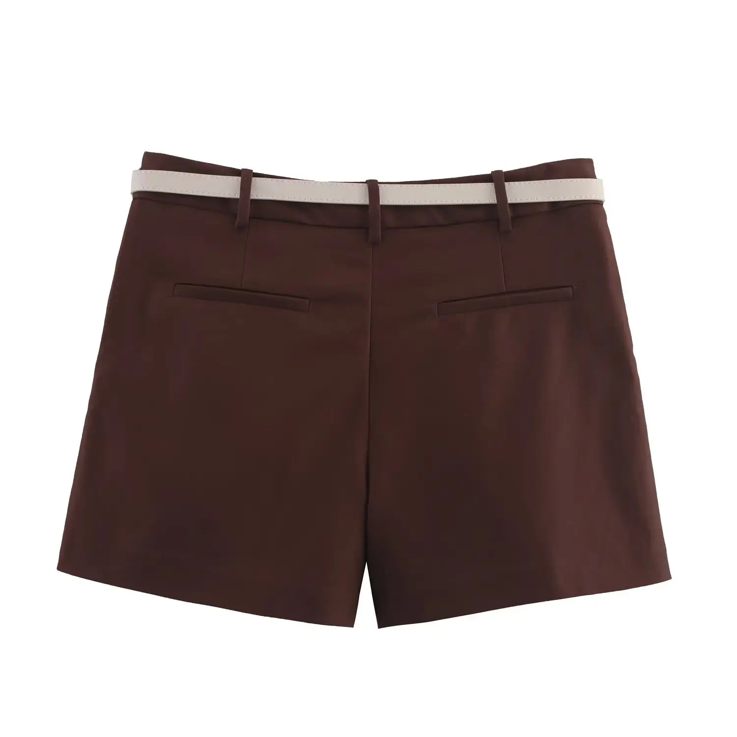 Women's Beige Belted Shorts 2025 Summer Casual — feature 5