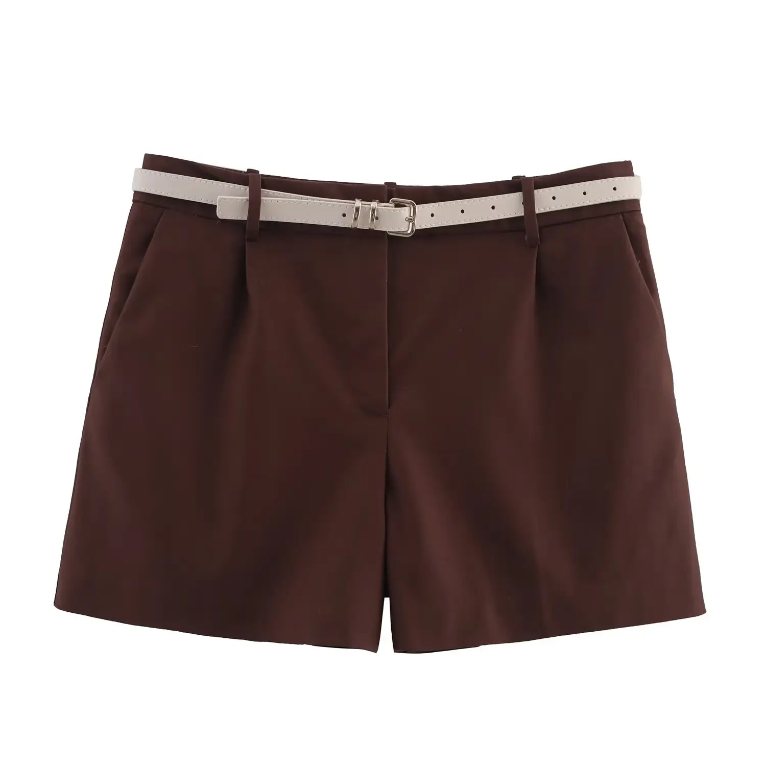 Women's Beige Belted Shorts 2025 Summer Casual - Image 5