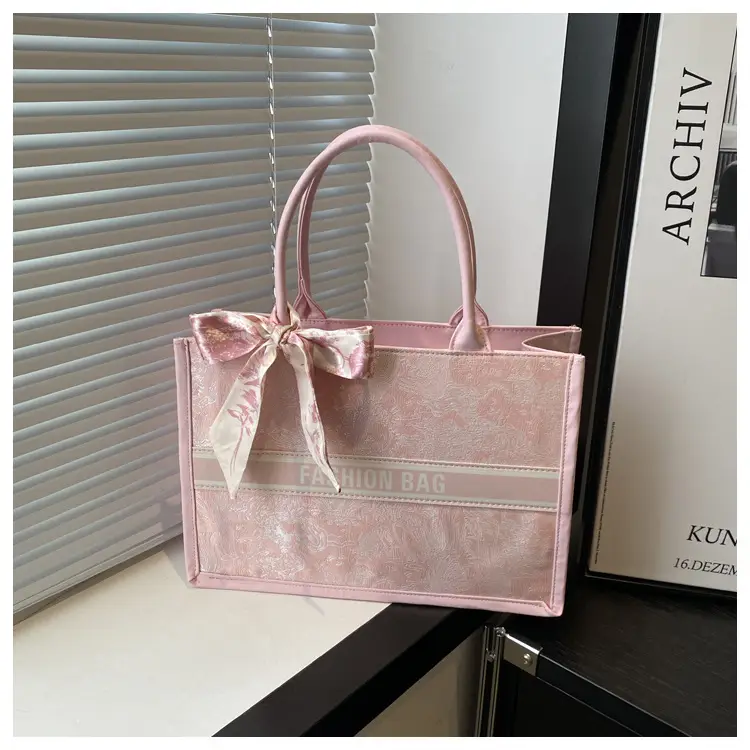 Pink Silk Bow Shoulder Bag for Women - Image 13