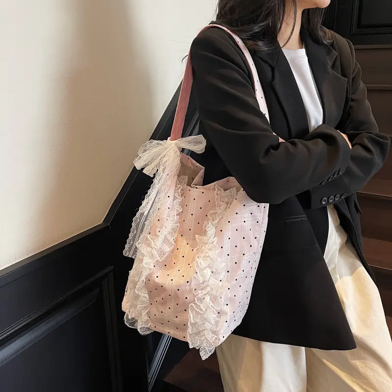 Women's Lace Shoulder Bag with Polka Dot Design — feature 28