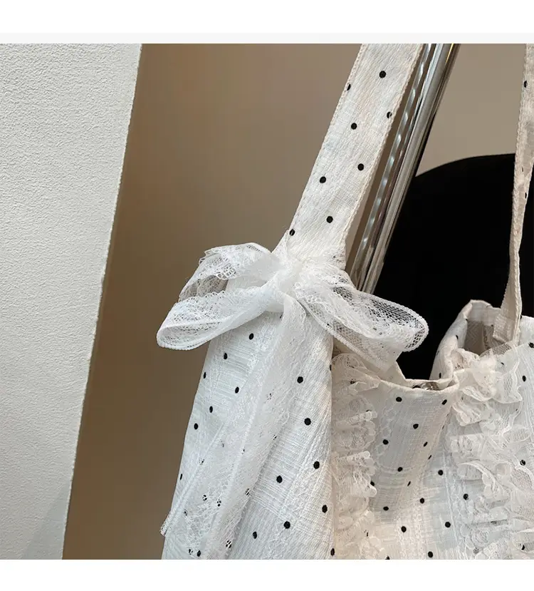 Women's Lace Shoulder Bag with Polka Dot Design — feature 31