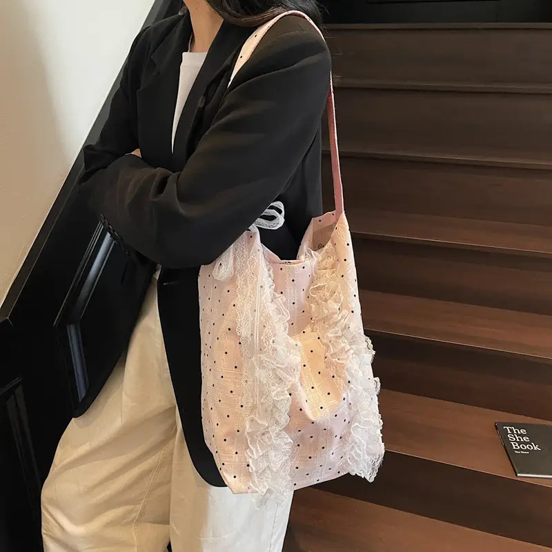 Women's Lace Shoulder Bag with Polka Dot Design — feature 32