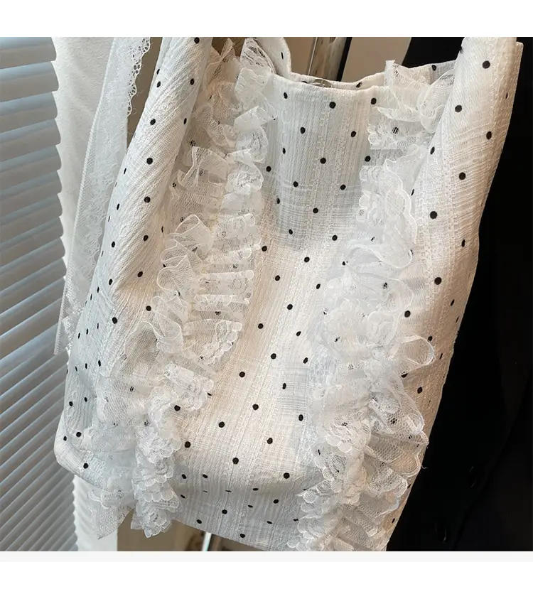 Women's Lace Shoulder Bag with Polka Dot Design — feature 33