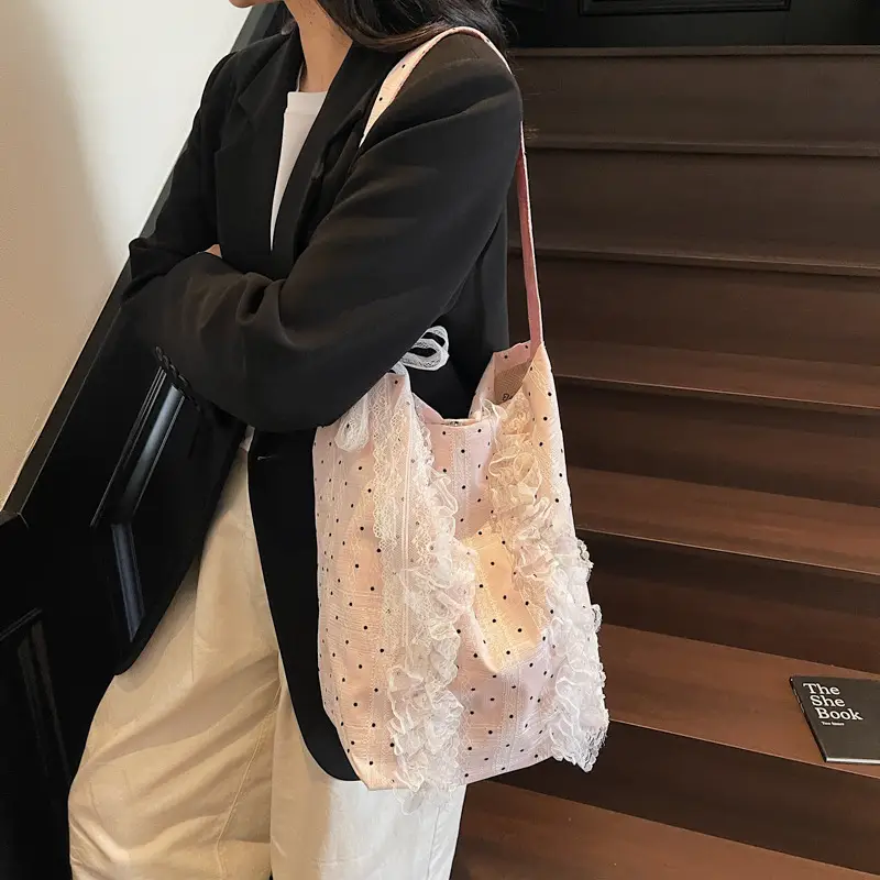 Women's Lace Shoulder Bag with Polka Dot Design — feature 34