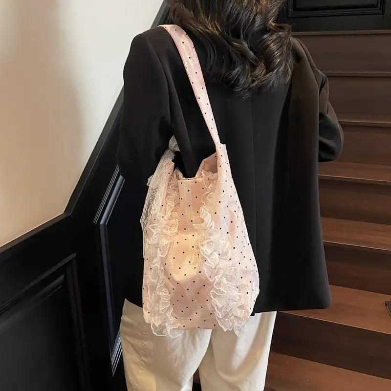 Women's Lace Shoulder Bag with Polka Dot Design — feature 39
