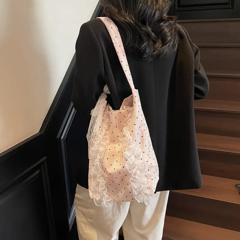 Women's Lace Shoulder Bag with Polka Dot Design — feature 41