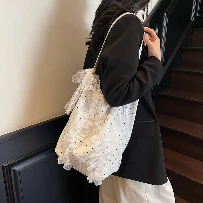 Women's Lace Shoulder Bag with Polka Dot Design — feature 44