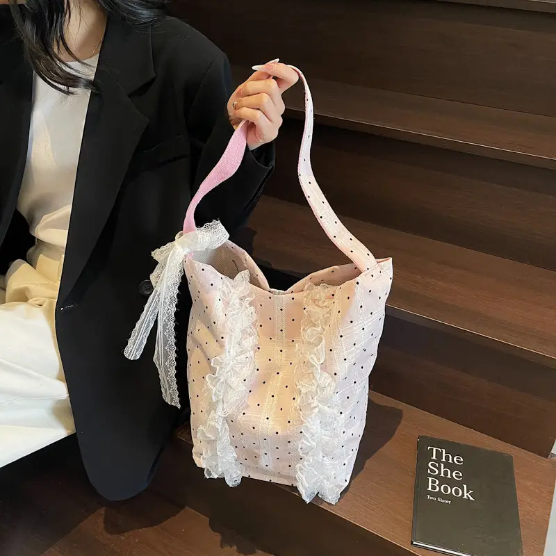 Women's Lace Shoulder Bag with Polka Dot Design — feature 47