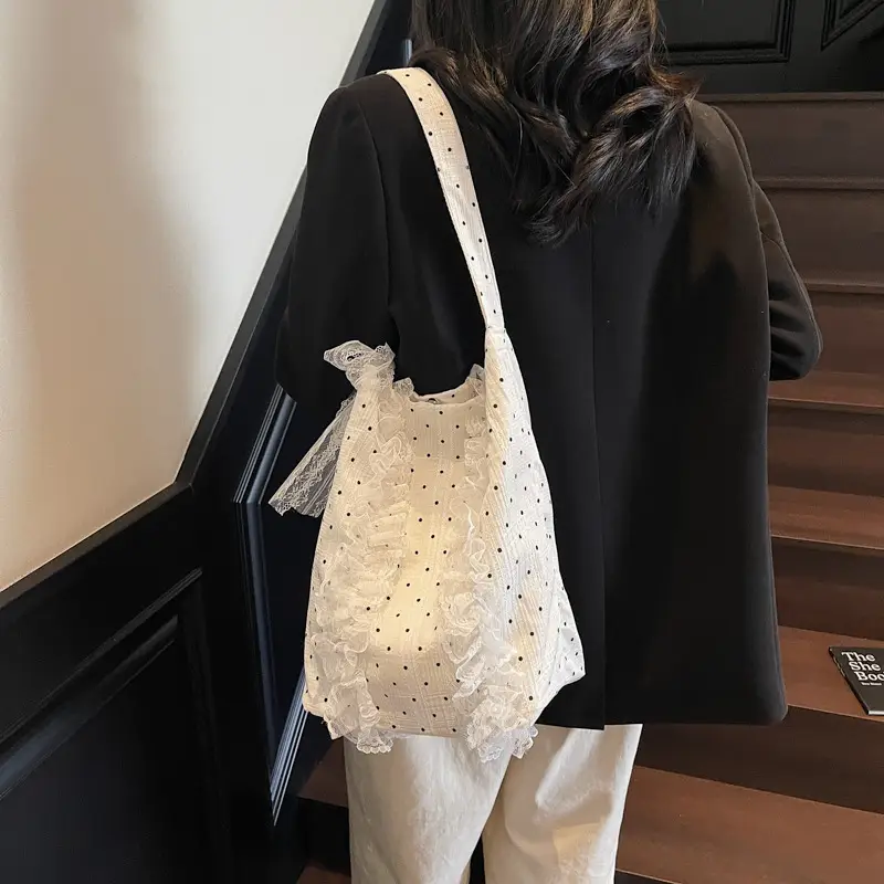 Women's Lace Shoulder Bag with Polka Dot Design — feature 50