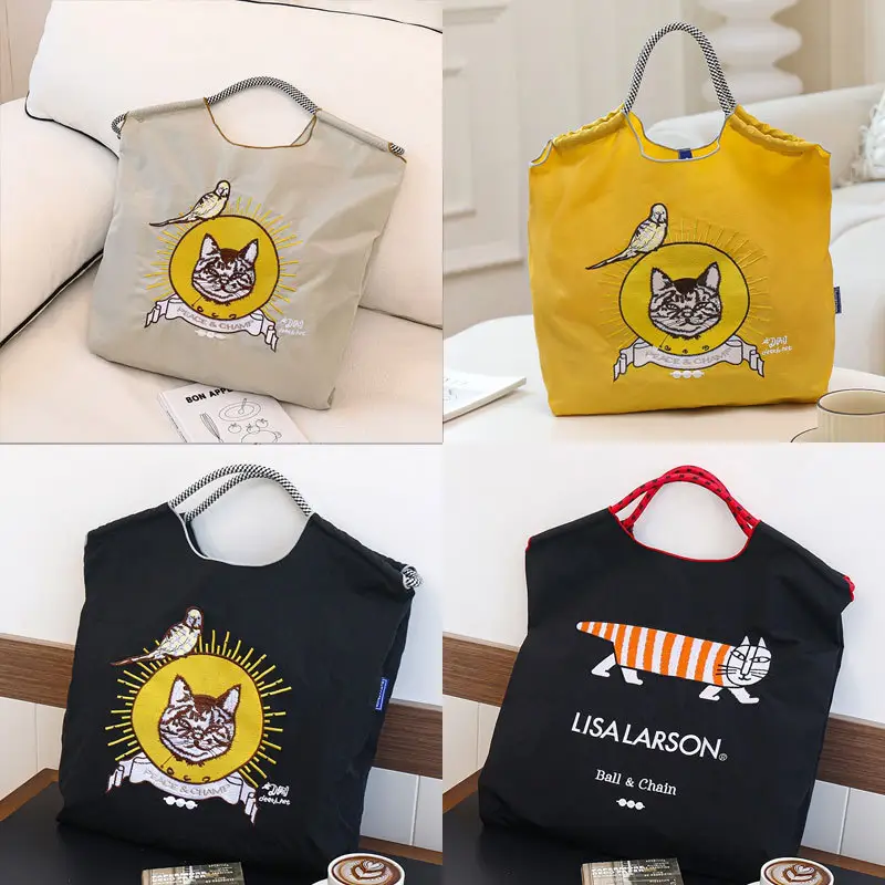 Cartoon Cat Embroidered Shoulder Bags Large Capacity Women - Image 23