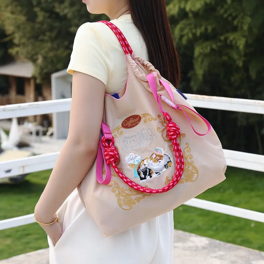 Cartoon Cat Embroidered Shoulder Bags Large Capacity Women — feature 12