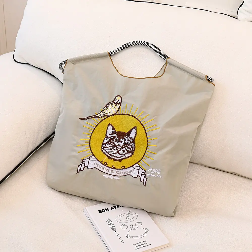 Cartoon Cat Embroidered Shoulder Bags Large Capacity Women - Image 2