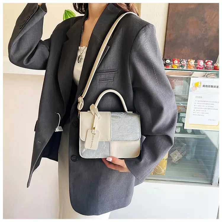 Korean Style Pink White Spliced Shoulder Bag 2025 — feature 12