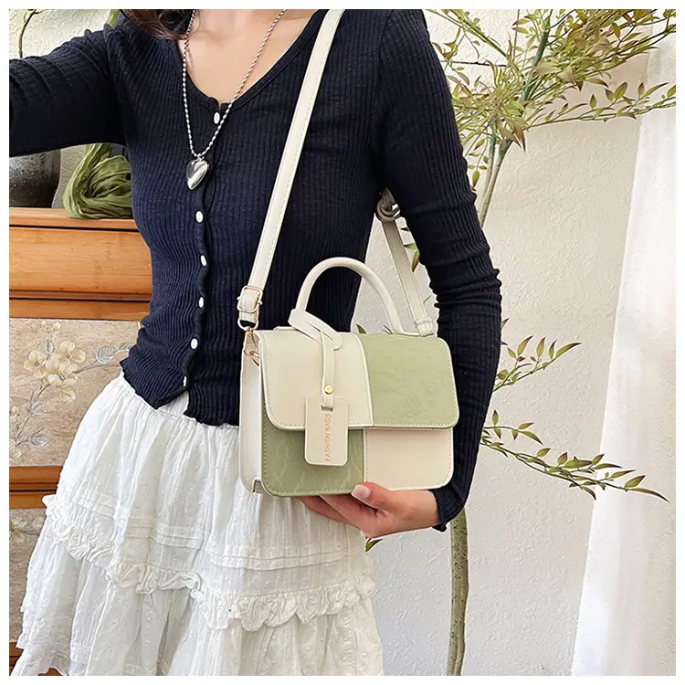 Korean Style Pink White Spliced Shoulder Bag 2025 — feature 18