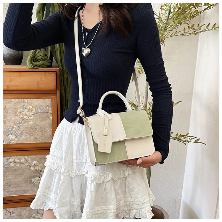 Korean Style Pink White Spliced Shoulder Bag 2025 — feature 19