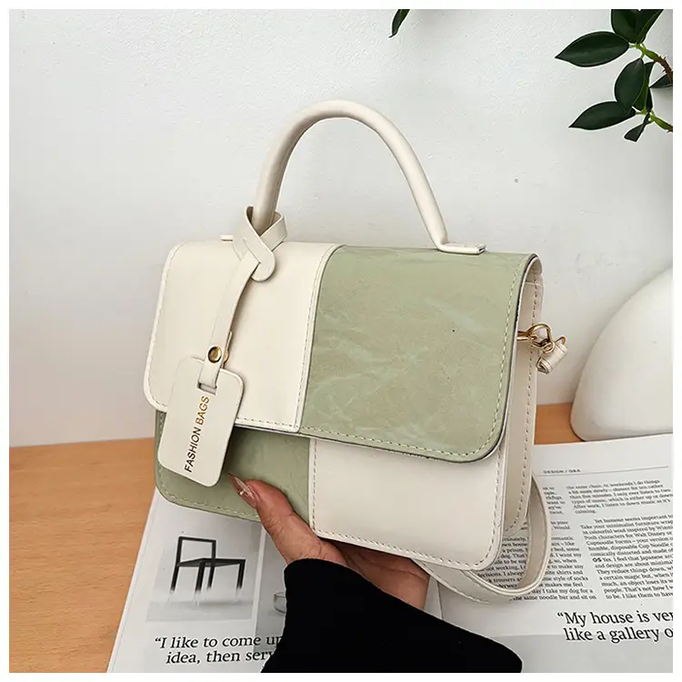 Korean Style Pink White Spliced Shoulder Bag 2025