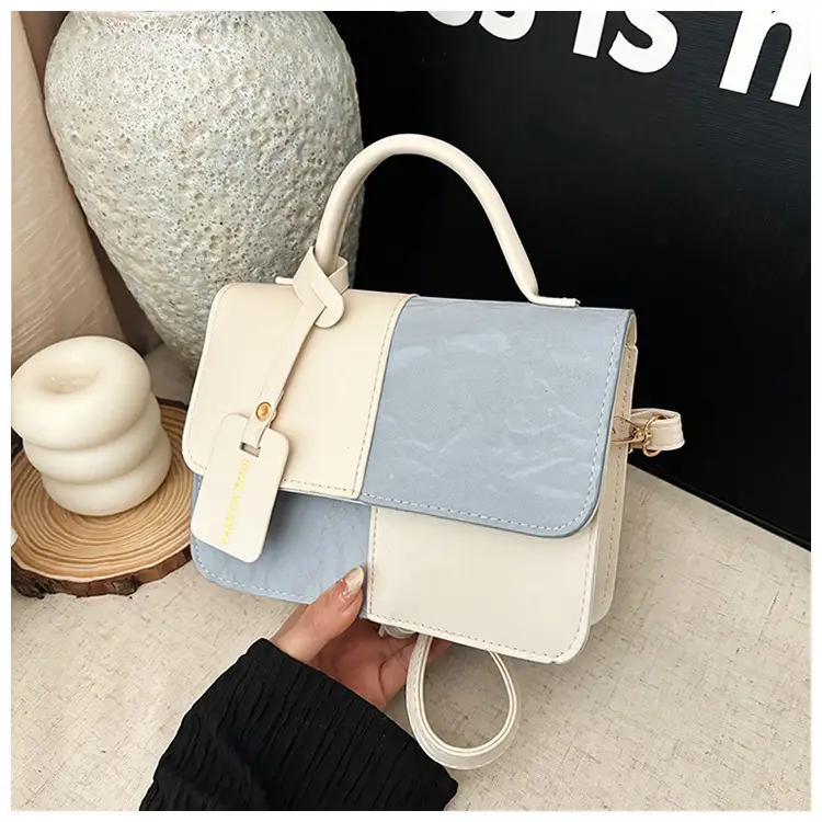 Korean Style Pink White Spliced Shoulder Bag 2025