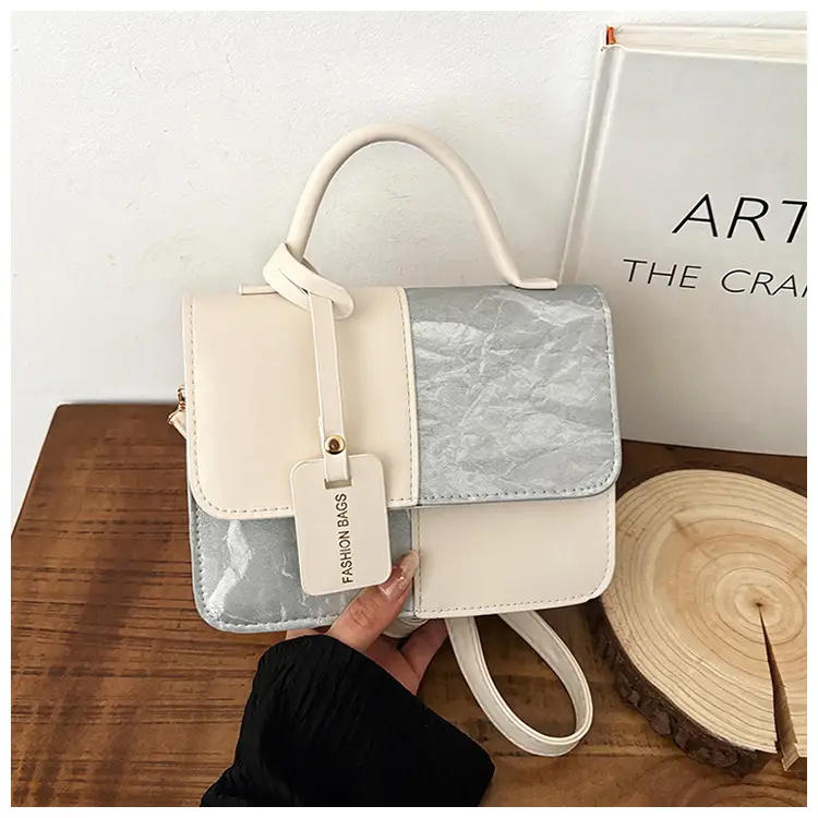 Korean Style Pink White Spliced Shoulder Bag 2025