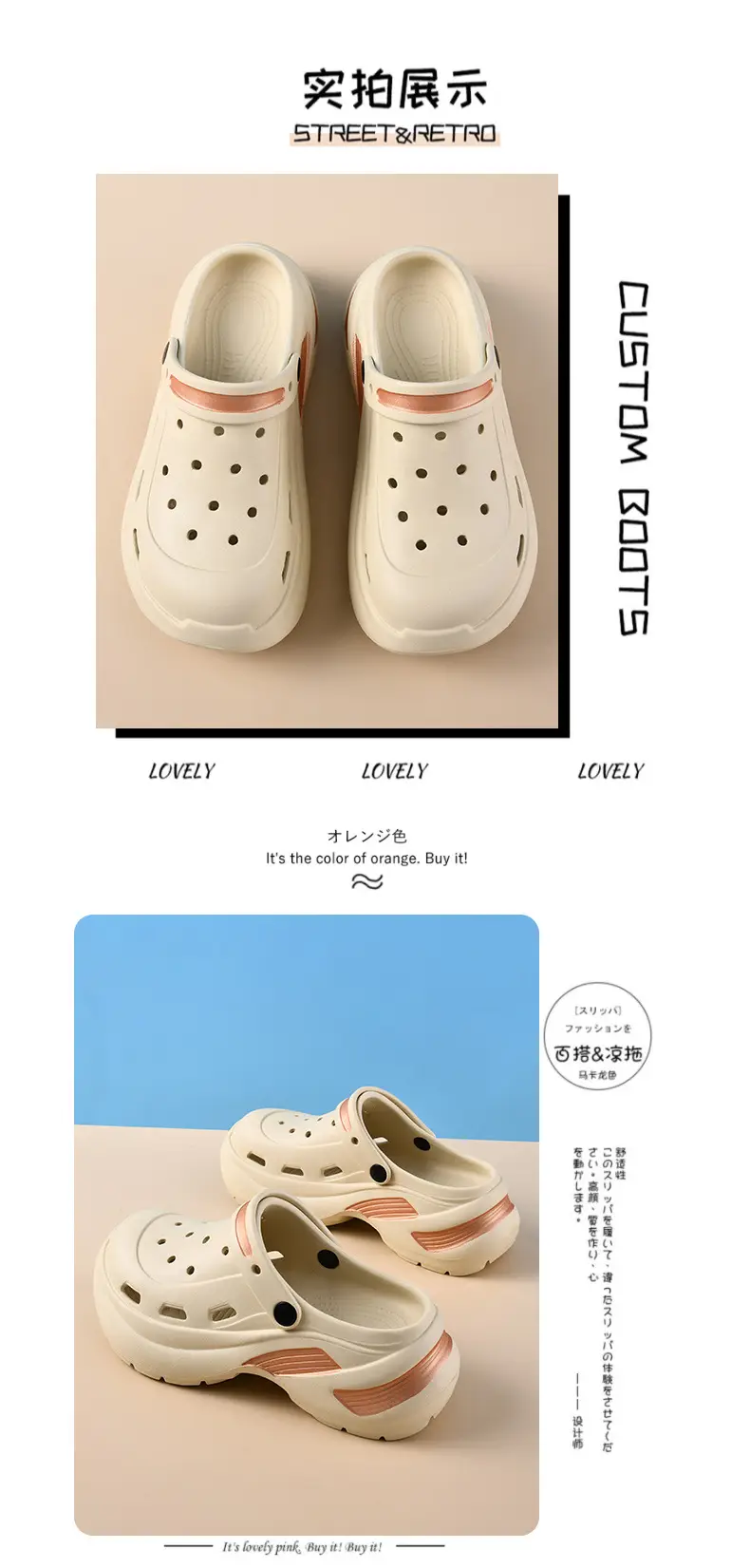 Tide Cool Sports Style Thick Bottom Cave Shoes Women's Summer Outdoor Couple Fashion Two-Wear 6CM Thick Bottom Sandals for Men and Women — feature 12