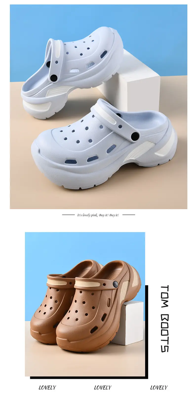 Tide Cool Sports Style Thick Bottom Cave Shoes Women's Summer Outdoor Couple Fashion Two-Wear 6CM Thick Bottom Sandals for Men and Women — feature 14