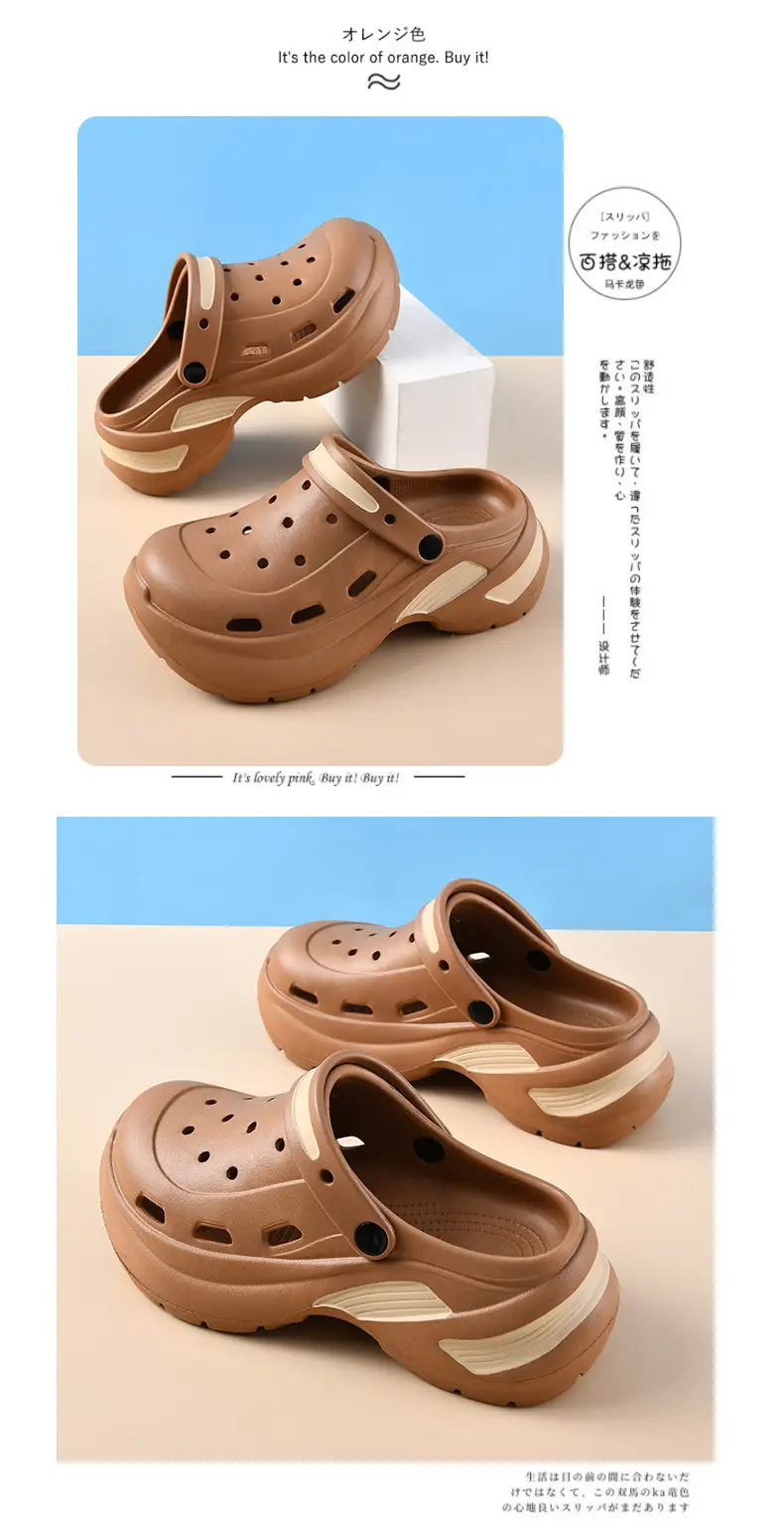 Tide Cool Sports Style Thick Bottom Cave Shoes Women's Summer Outdoor Couple Fashion Two-Wear 6CM Thick Bottom Sandals for Men and Women — feature 15