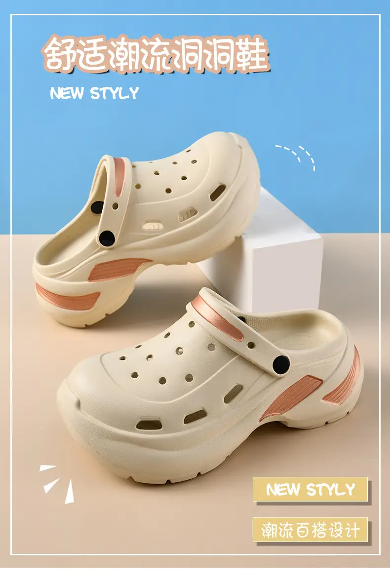 Tide Cool Sports Style Thick Bottom Cave Shoes Women's Summer Outdoor Couple Fashion Two-Wear 6CM Thick Bottom Sandals for Men and Women — feature 8