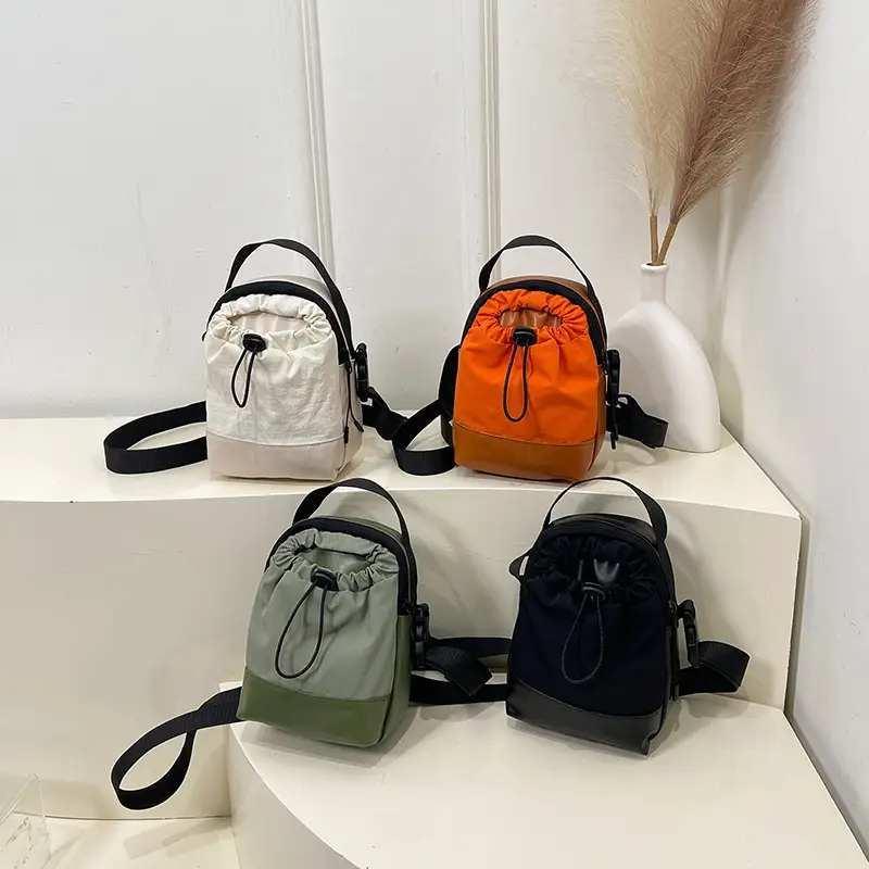 Orange Drawstring Shoulder Bag for Women - Image 6
