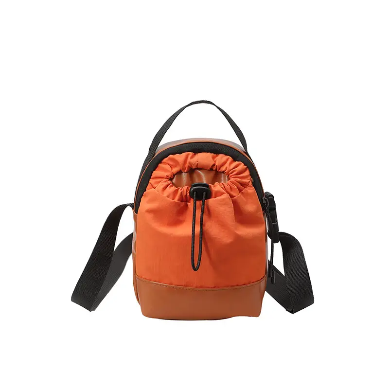 Orange Drawstring Shoulder Bag for Women - Image 9