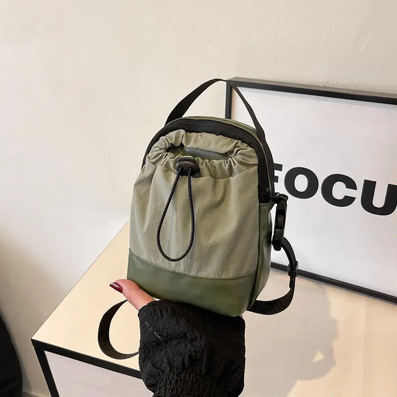 Orange Drawstring Shoulder Bag for Women - Image 3